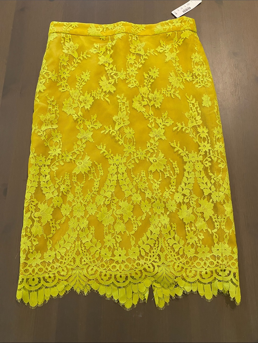 J. Crew Yellow Lace Pencil Skirt